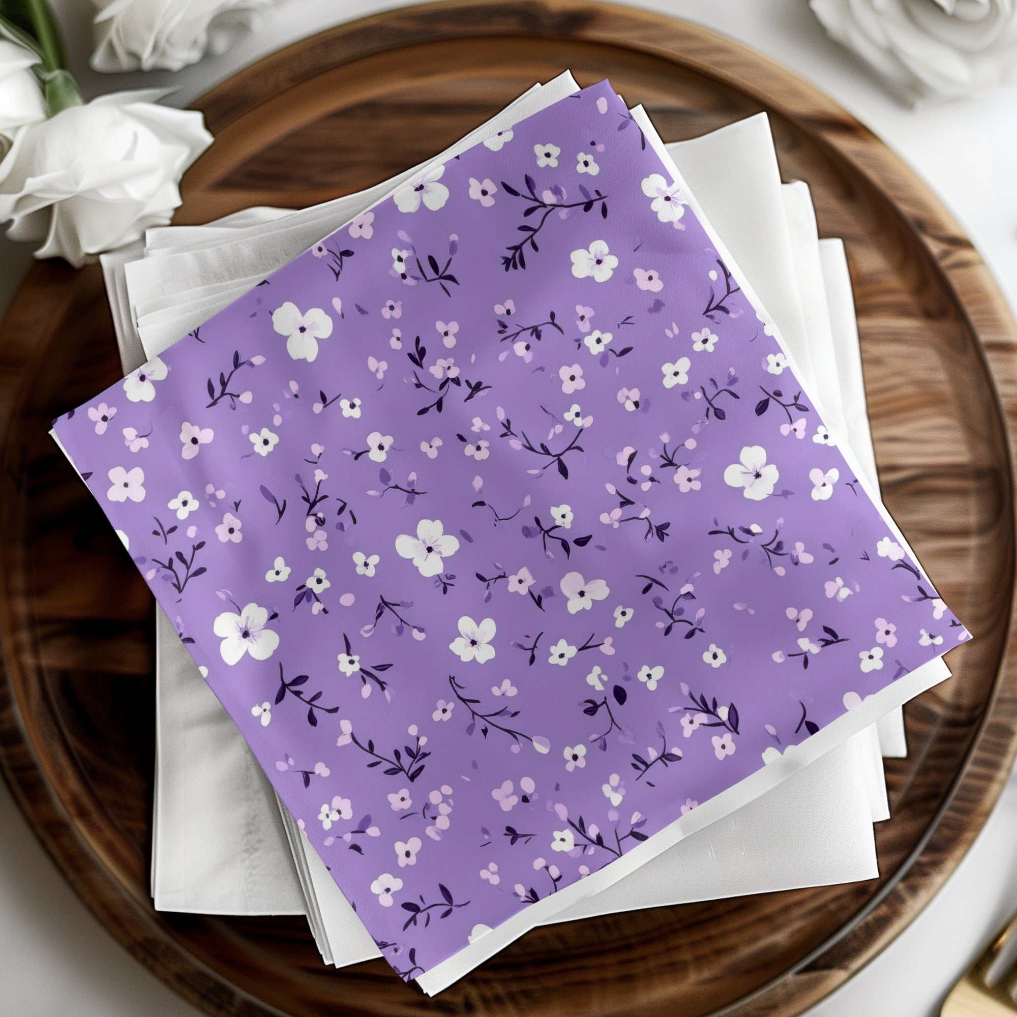 Purple Floral Pattern Napkins for Elegant Table Settings