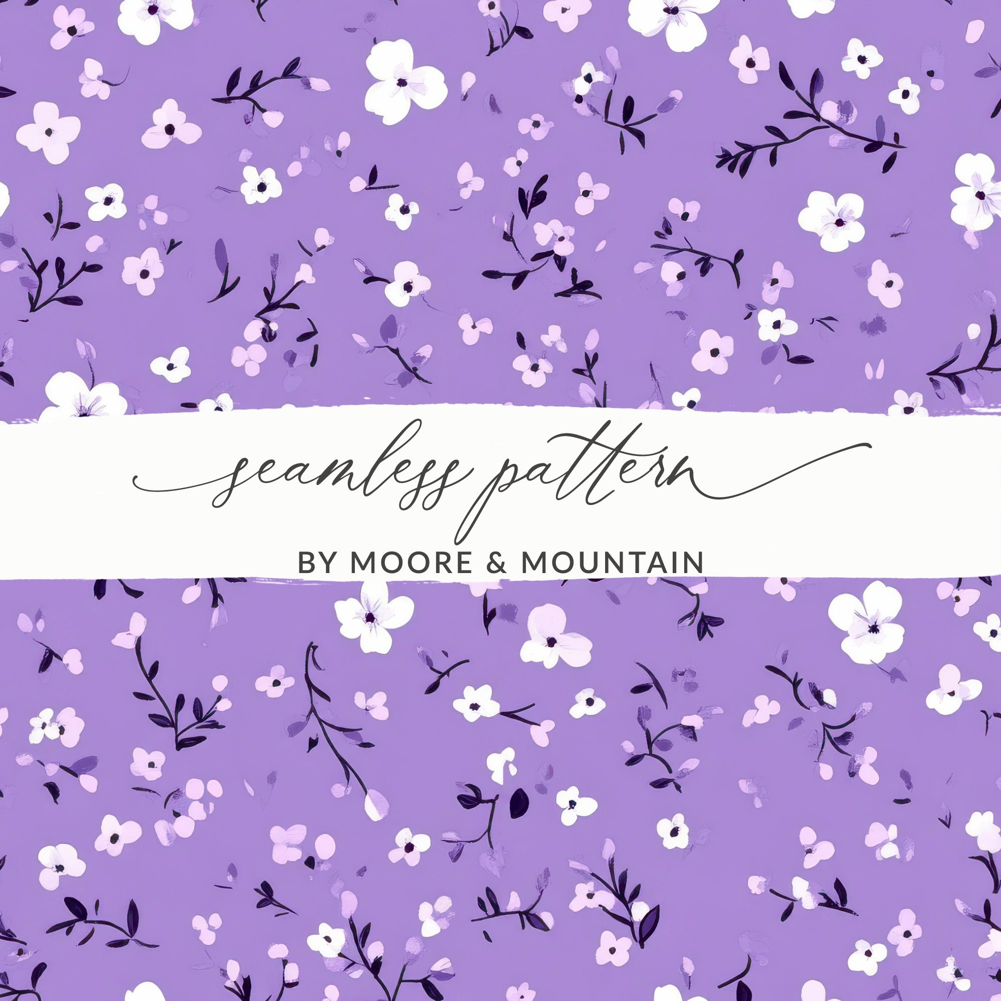 Moore & Mountain Purple Floral Seamless Pattern