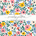Vibrant Floral Design Seamless Pattern Fabric Craft
