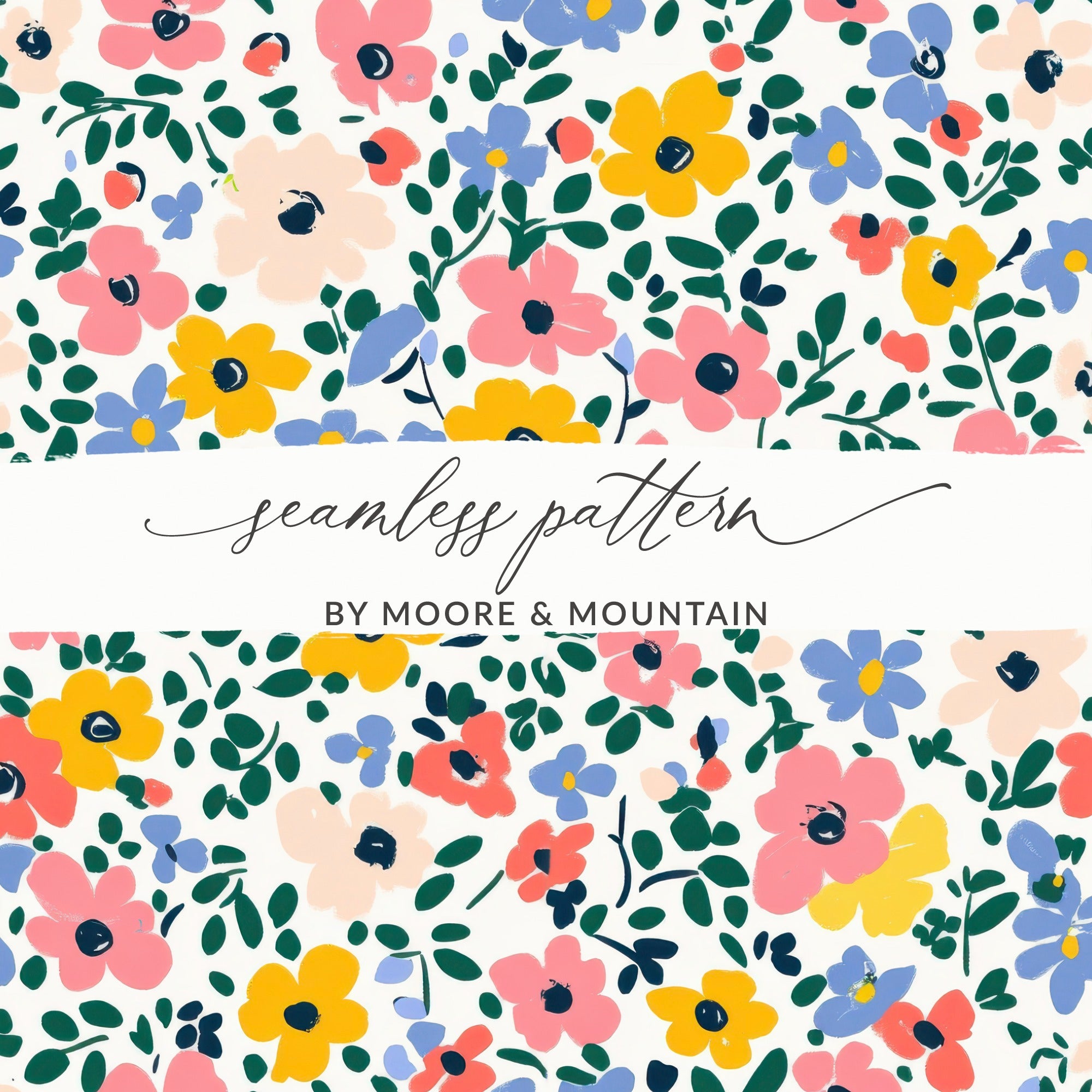 Vibrant Floral Design Seamless Pattern Fabric Craft