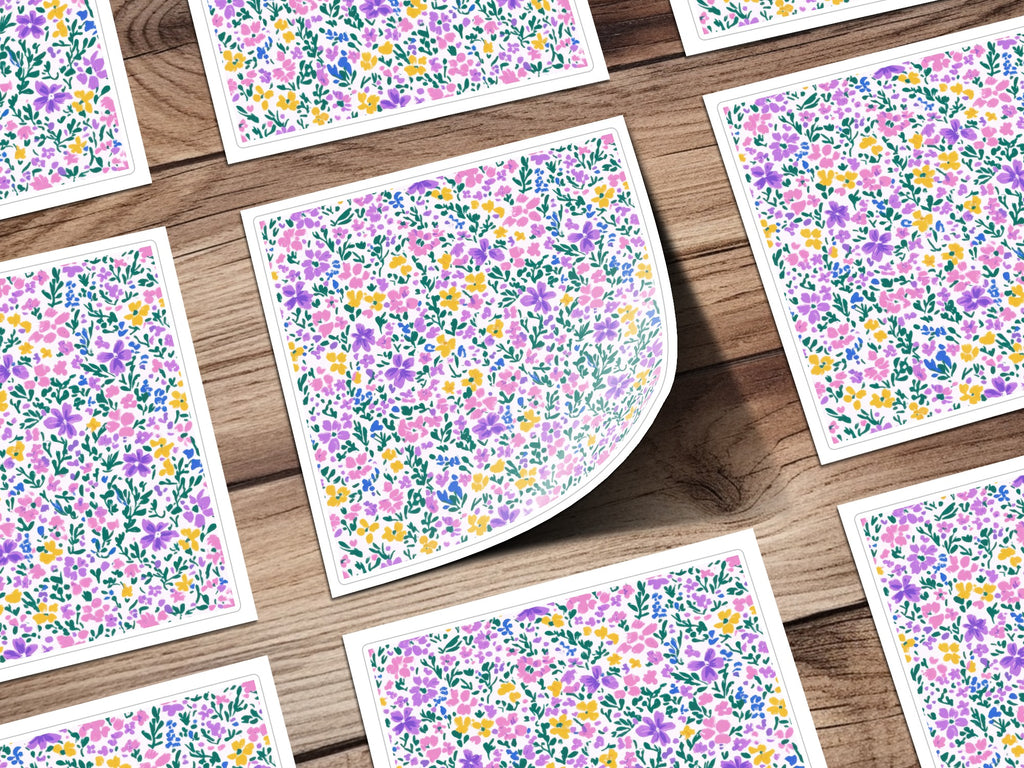 Colorful Floral Pattern Square Sticker Sheets