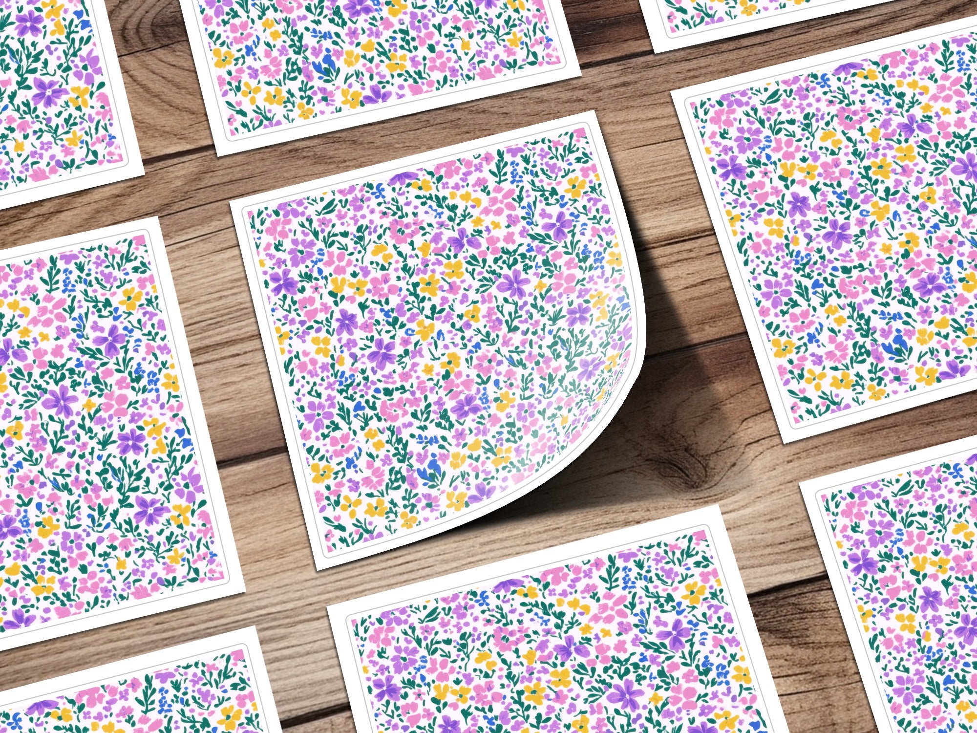 Colorful Floral Pattern Square Sticker Sheets