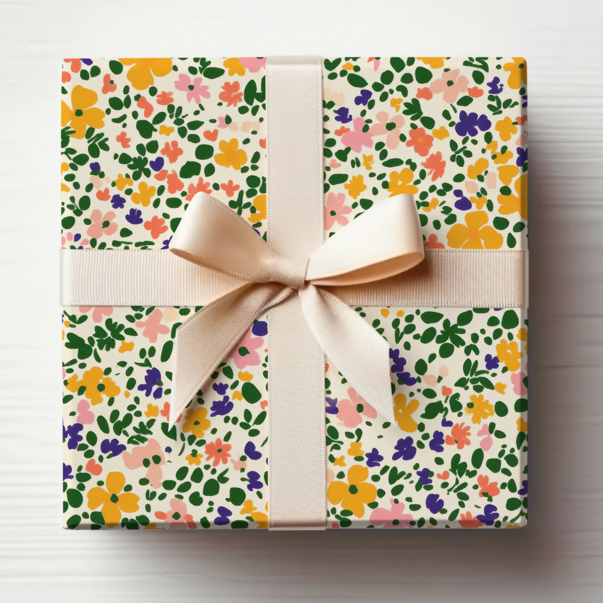 Colorful Floral Patterned Wrapped Gift Box