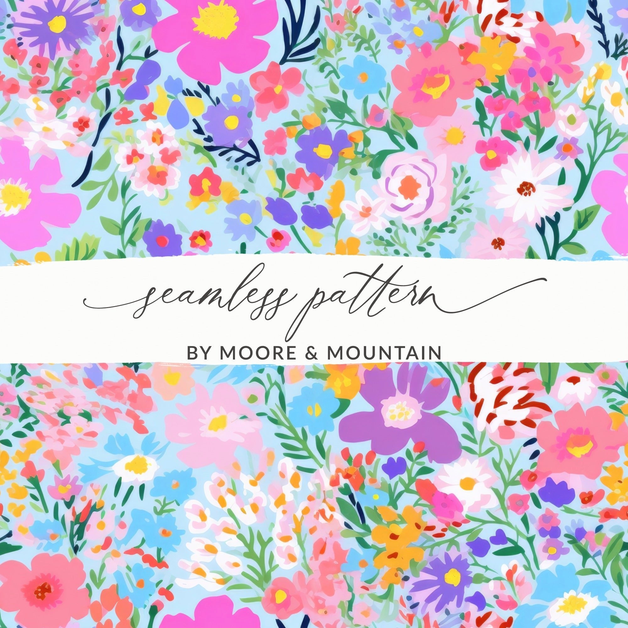 Ditsy Floral Seamless Pattern Colorful Flower Design, Fabric Print, Scrapbook Paper, Digital DownloadFloral Seamless Pattern Digital Paper, Colorful Flower Background, Fabric Design, Scrapbooking, Digital Download, Floral Print, Art Print - Moore and Mountain