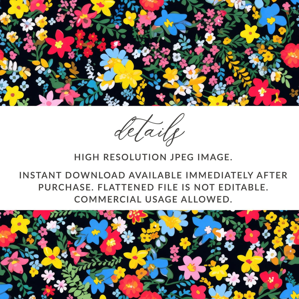 Ditsy Floral Seamless Pattern Colorful Flower Design, Fabric Print, Scrapbook Paper, Digital Download - Moore and Mountain