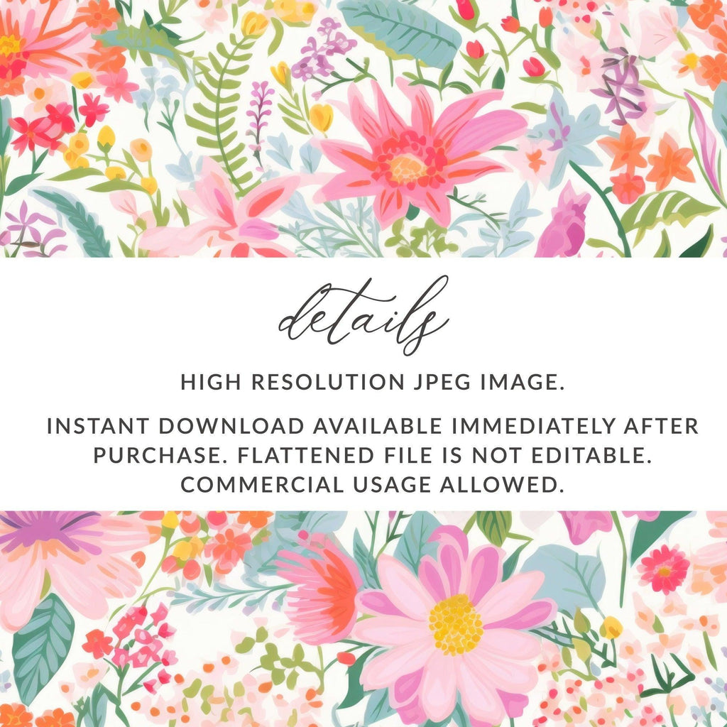 Ditsy Floral Seamless Pattern Digital, Colorful Flowers Repeat Pattern Design, Digital Paper Download, Printable Flower Pattern, 12x12 inch JPEG - Moore and Mountain