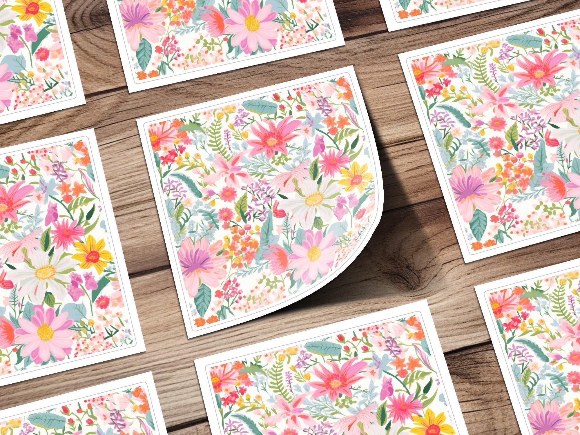Ditsy Floral Seamless Pattern Digital, Colorful Flowers Repeat Pattern Design, Digital Paper Download, Printable Flower Pattern, 12x12 inch JPEG - Moore and Mountain