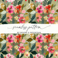 Ditsy Floral Seamless Pattern, Digital Download, Pink Red Flowers, Repeat Pattern, Fabric Design, Paper Print, Sage Green Floral - Moore and Mountain