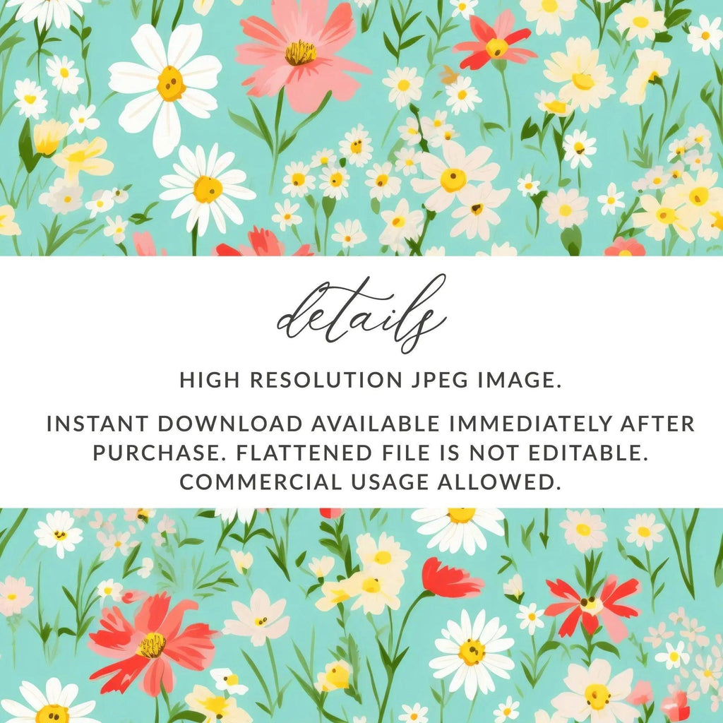 Ditsy Floral Seamless Pattern, Digital Paper, Flower Pattern Download, Daisy Pattern, Botanical Print, Digital Background, Fabric Pattern - Moore and Mountain