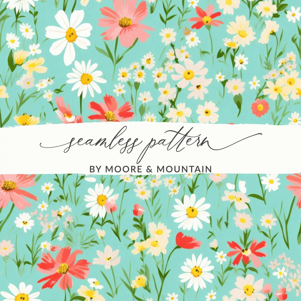 Ditsy Floral Seamless Pattern, Digital Paper, Flower Pattern Download, Daisy Pattern, Botanical Print, Digital Background, Fabric Pattern - Moore and Mountain