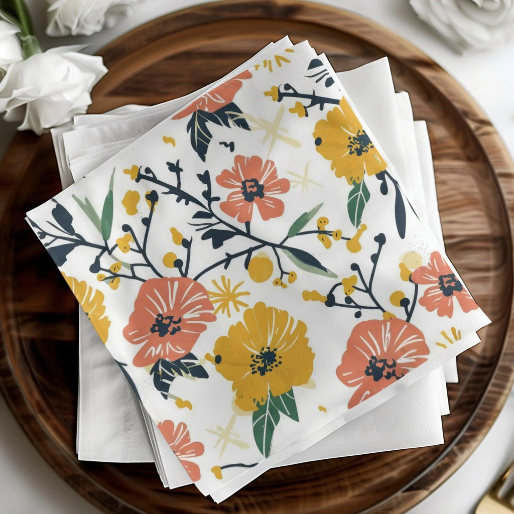 Ditsy Floral Seamless Pattern Digital Paper, Orange Yellow Flowers, Botanical Print, Fabric Design, Scrapbooking, Digital Download - Moore and Mountain