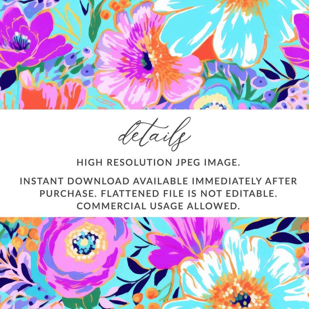 Ditsy Floral Seamless Pattern Digital Papers, Vibrant Flowers, Scrapbook Paper, Fabric Design, Colorful Flower Illustration, Digital Download - Moore and Mountain