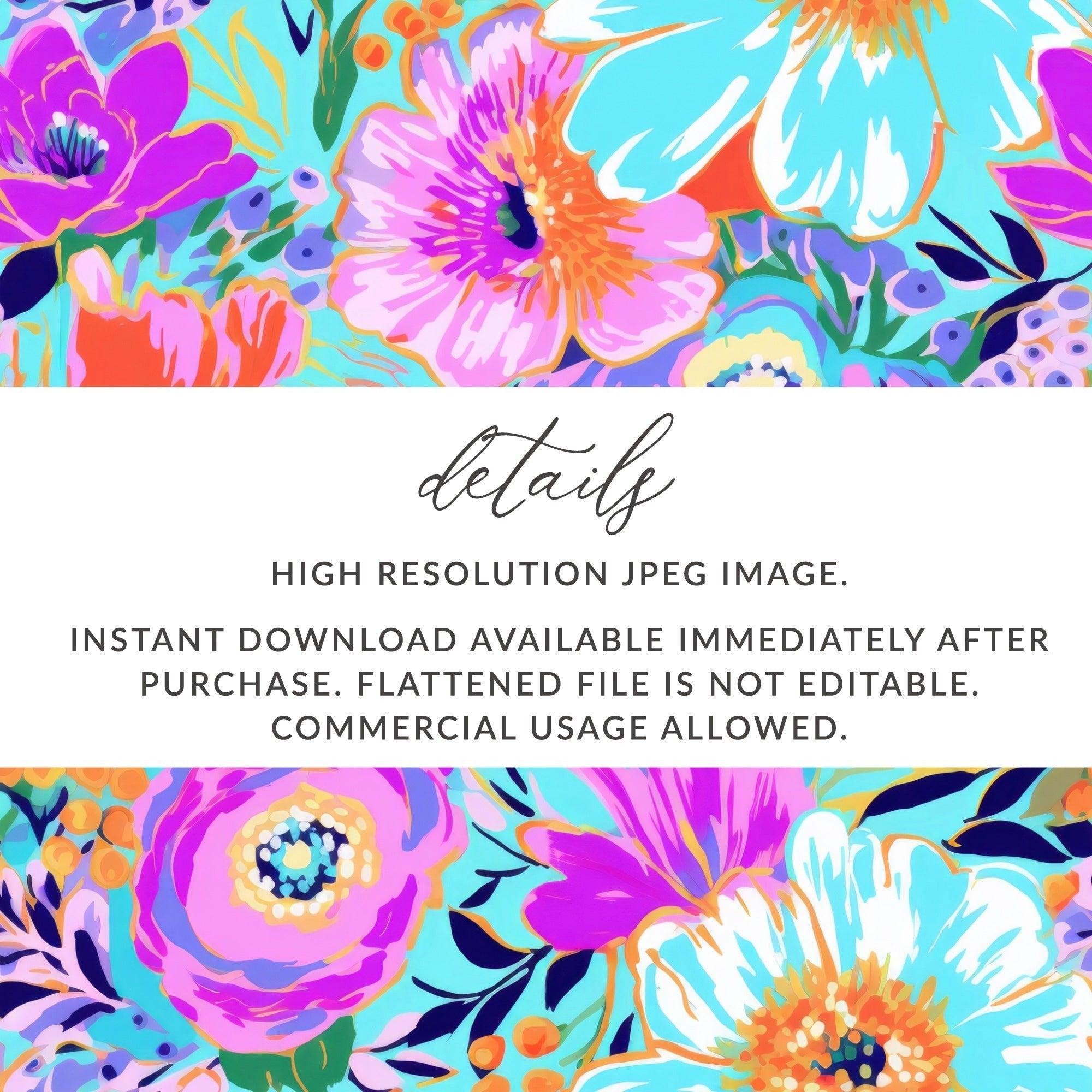 Ditsy Floral Seamless Pattern Digital Papers, Vibrant Flowers, Scrapbook Paper, Fabric Design, Colorful Flower Illustration, Digital Download - Moore and Mountain