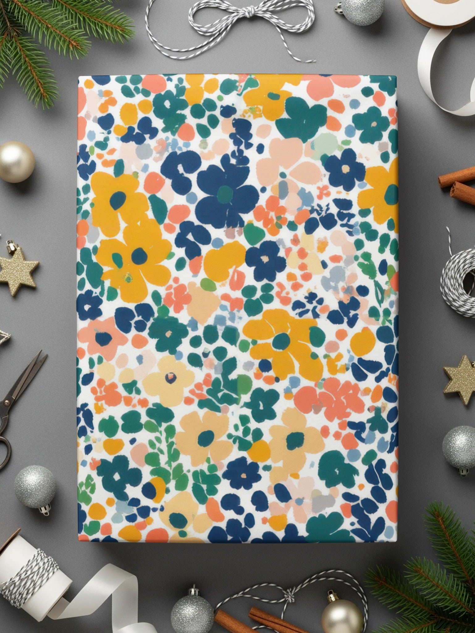 Colorful Floral Pattern Gift Wrap for Festive Occasion