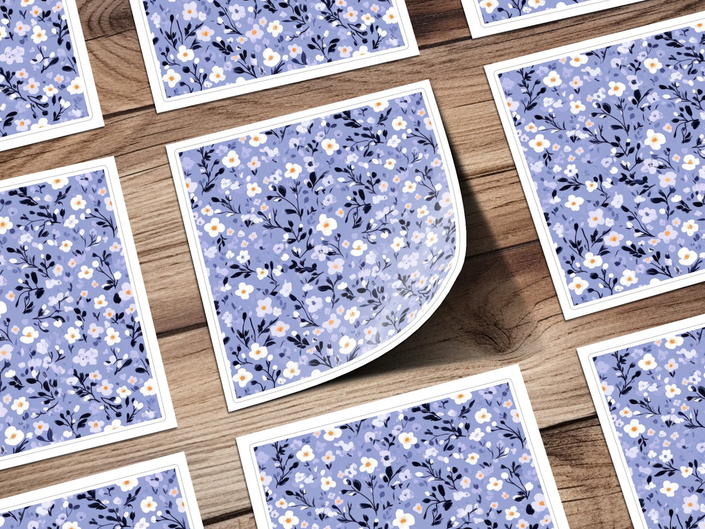 Floral Pattern Purple and White Stylish Sticker Sheets