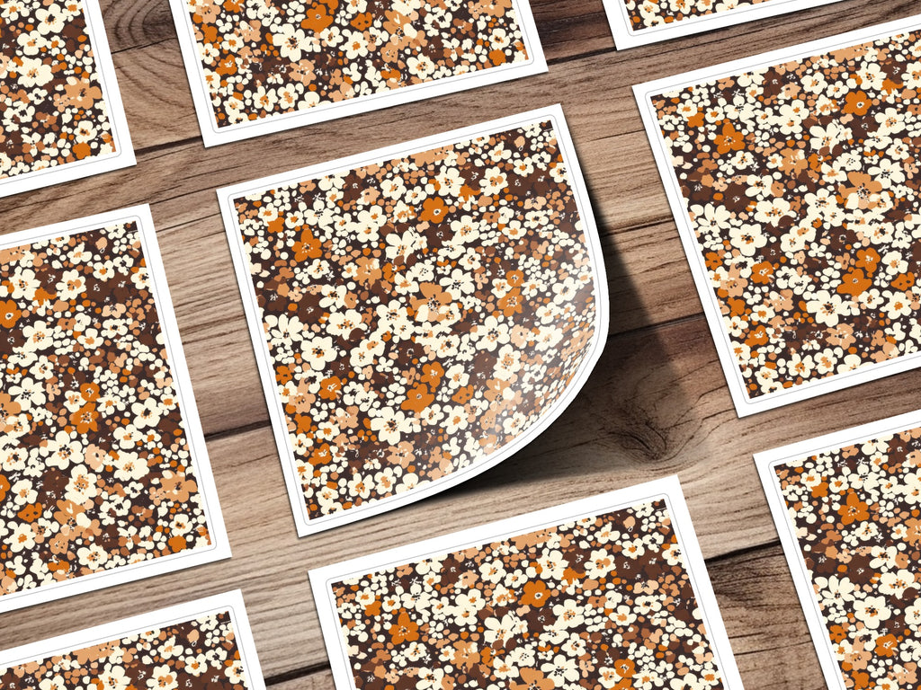 Vintage Floral Pattern Square Sticker Sheet Set