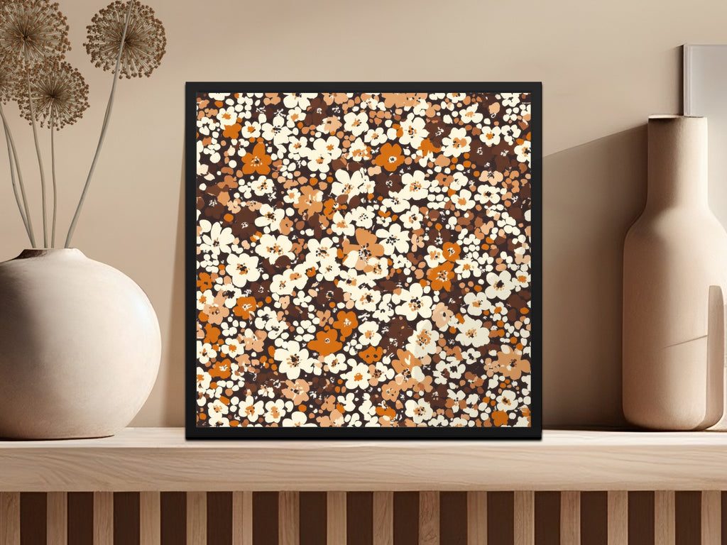 Warm Floral Pattern Framed Wall Art Decor