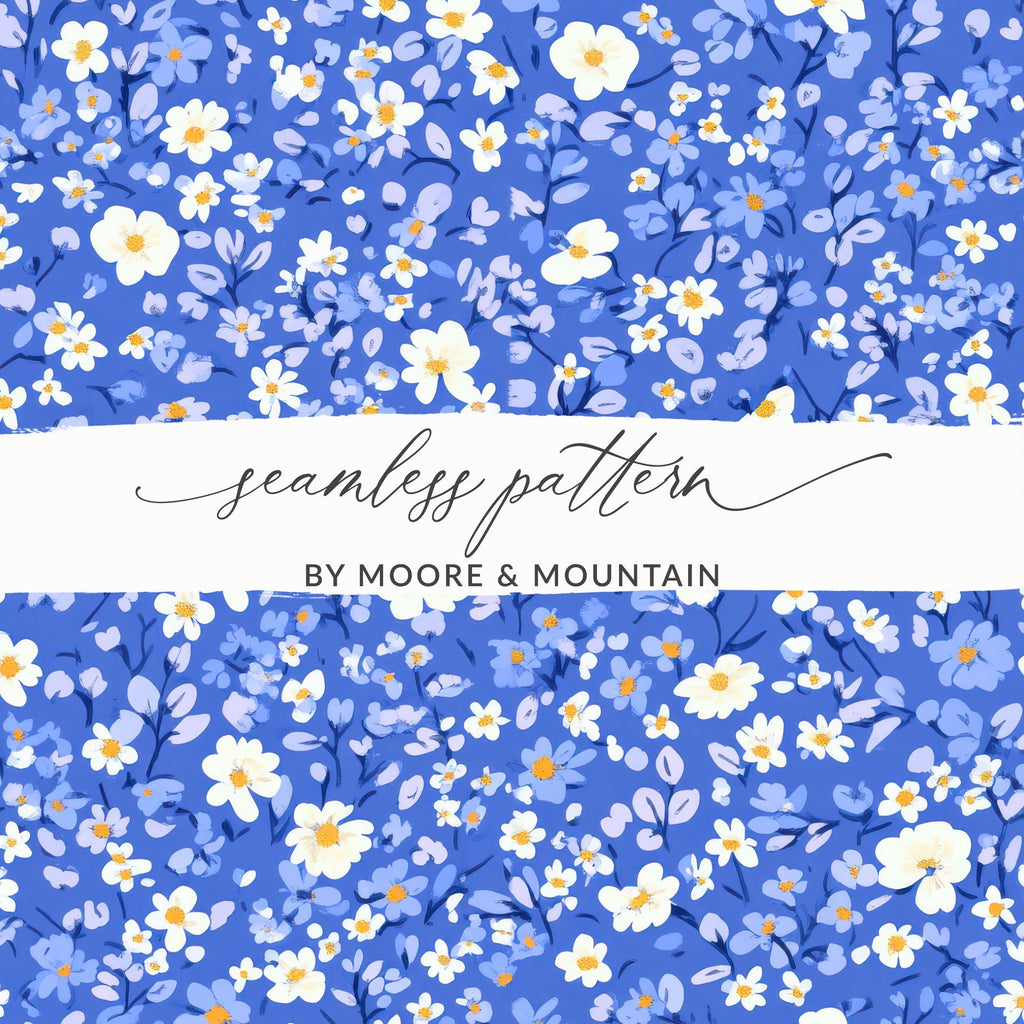 Blue Floral Seamless Pattern by Moore & Mountain Pattern