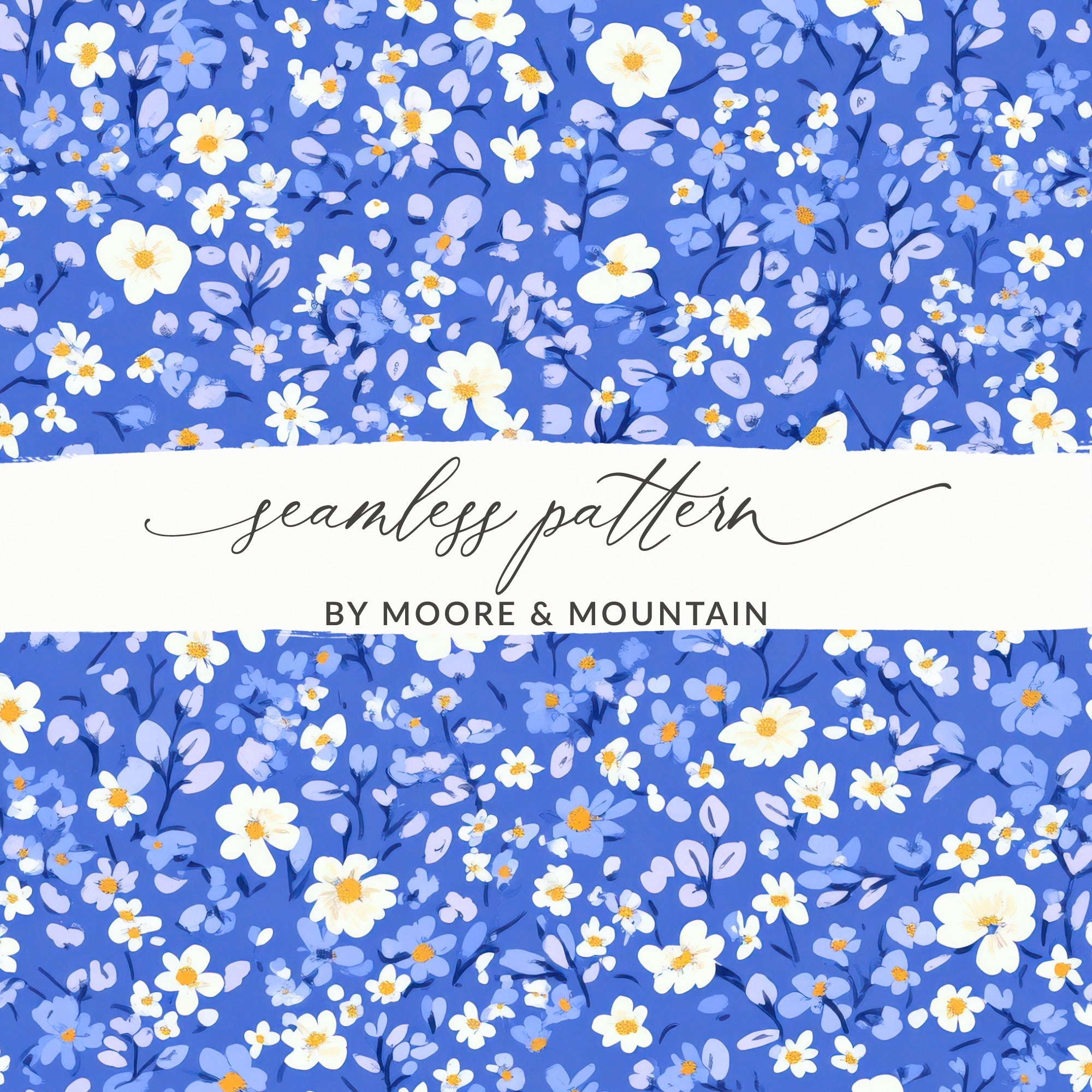 Blue Floral Seamless Pattern by Moore & Mountain Pattern