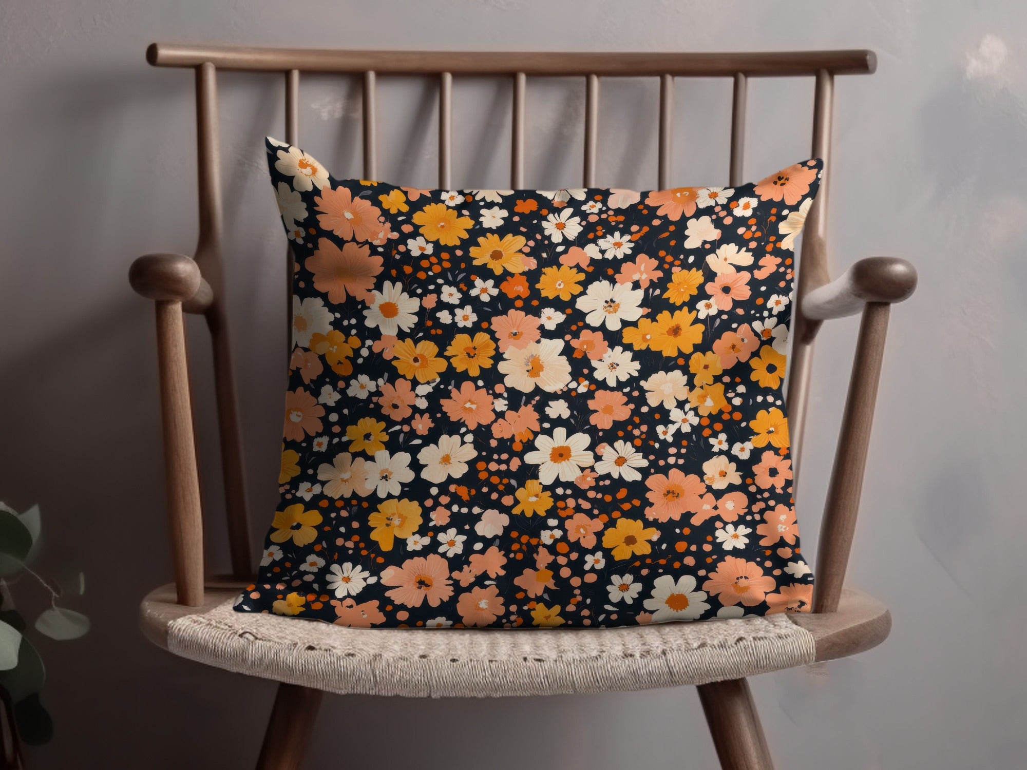 Vibrant Floral Pattern Throw Pillow for Home Decor