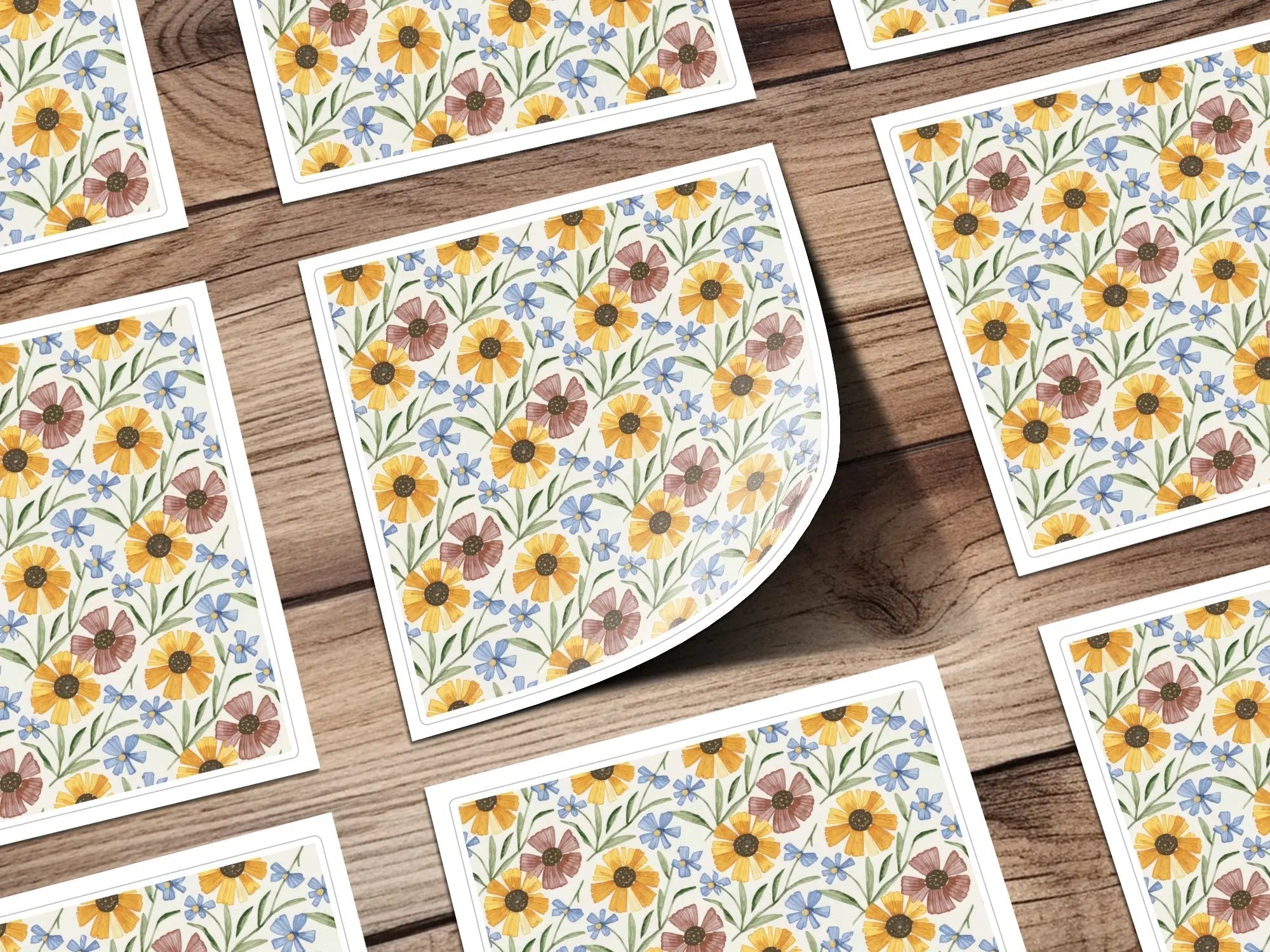 Ditsy Floral Watercolor Seamless Pattern, Sunflower Digital Paper, Flower Pattern Printable, Scrapbook Paper, Floral Fabric Design Digital - Moore and Mountain