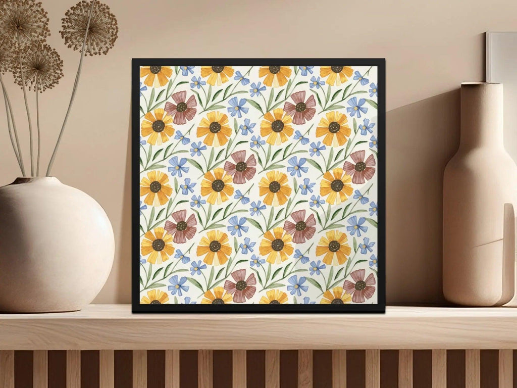 Ditsy Floral Watercolor Seamless Pattern, Sunflower Digital Paper, Flower Pattern Printable, Scrapbook Paper, Floral Fabric Design Digital - Moore and Mountain