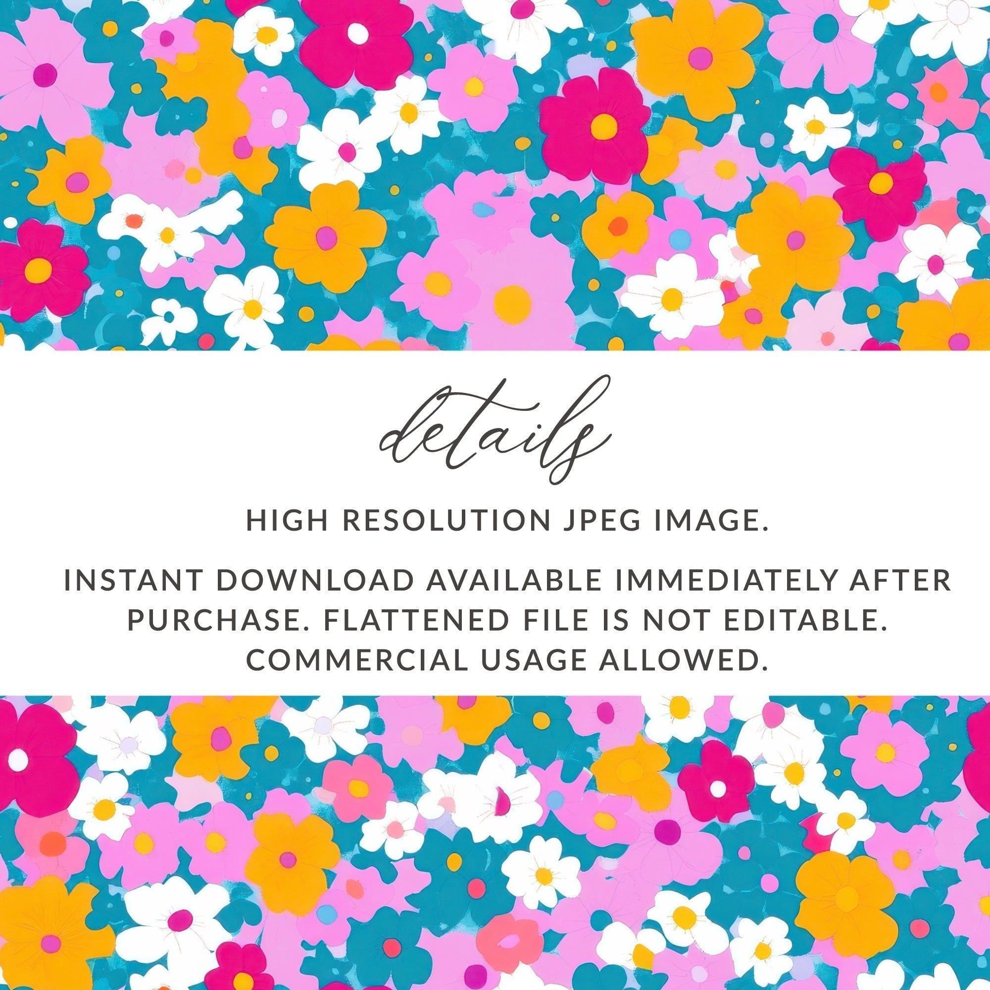 Ditsy Girly Seamless Background for Commecial Use POD Use Retro Daisies - Moore and Mountain