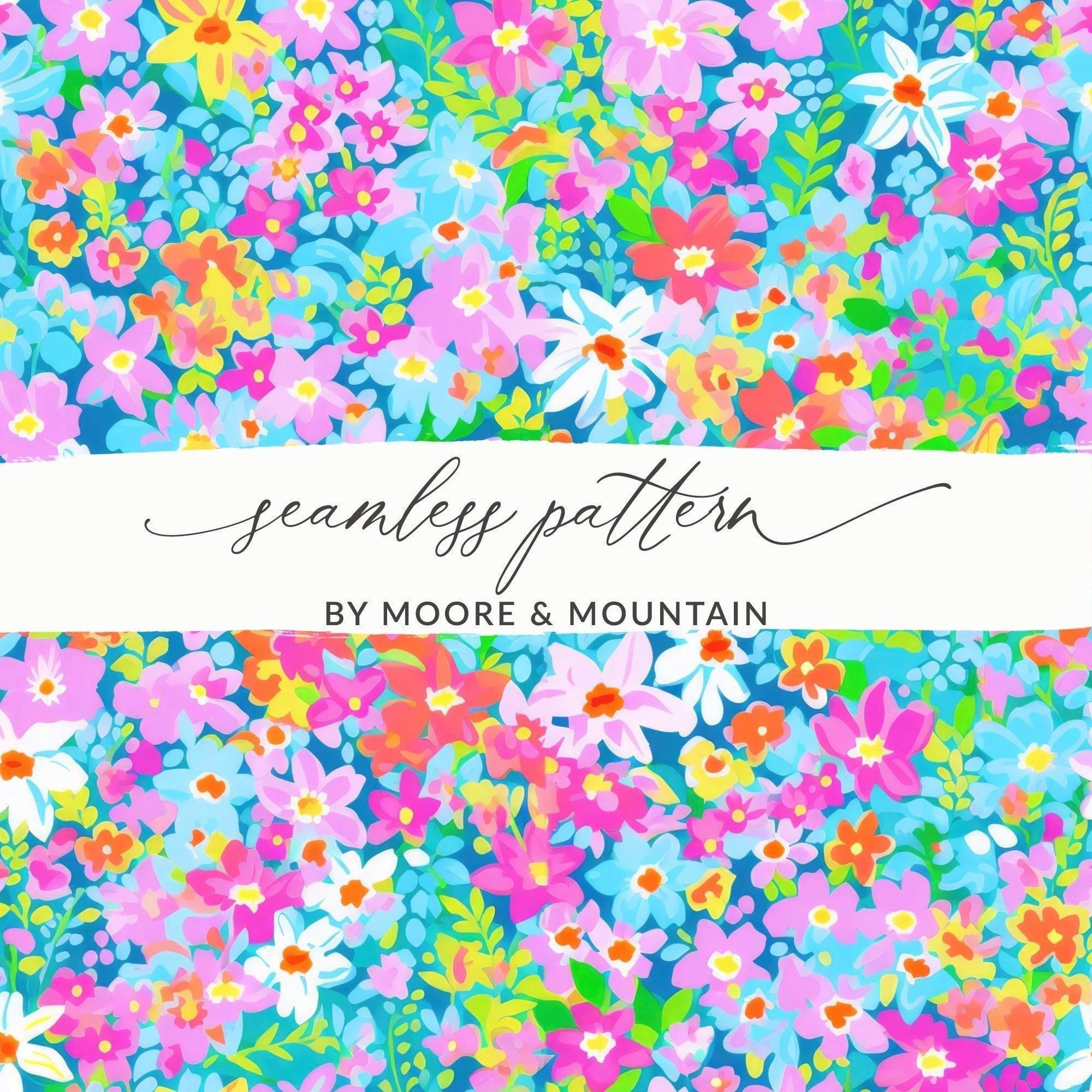 Ditsy Vibrant Floral Digital Paper, Colorful Flower Pattern, Seamless Floral Pattern, Digital Background, Printable Fabric Design, 12x12 JPEG - Moore and Mountain
