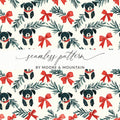 Dog Christmas Seamless Pattern, Puppy Digital Paper, Holiday Bows Jpeg, Repeating Dog Pattern, Festive Download, Animal Print, Xmas Digital - Moore and Mountain