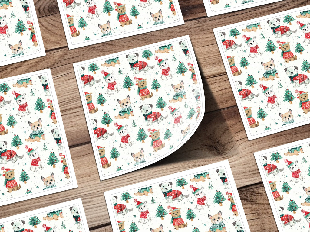 Dog with Christmas Trees Pattern Winter Christmas Digital - Moore and Mountain