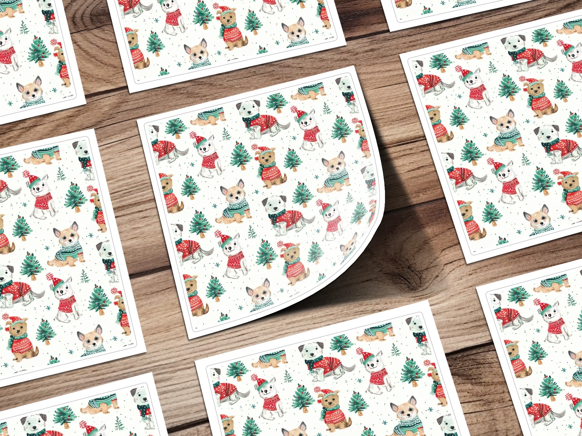 Dog with Christmas Trees Pattern Winter Christmas Digital - Moore and Mountain
