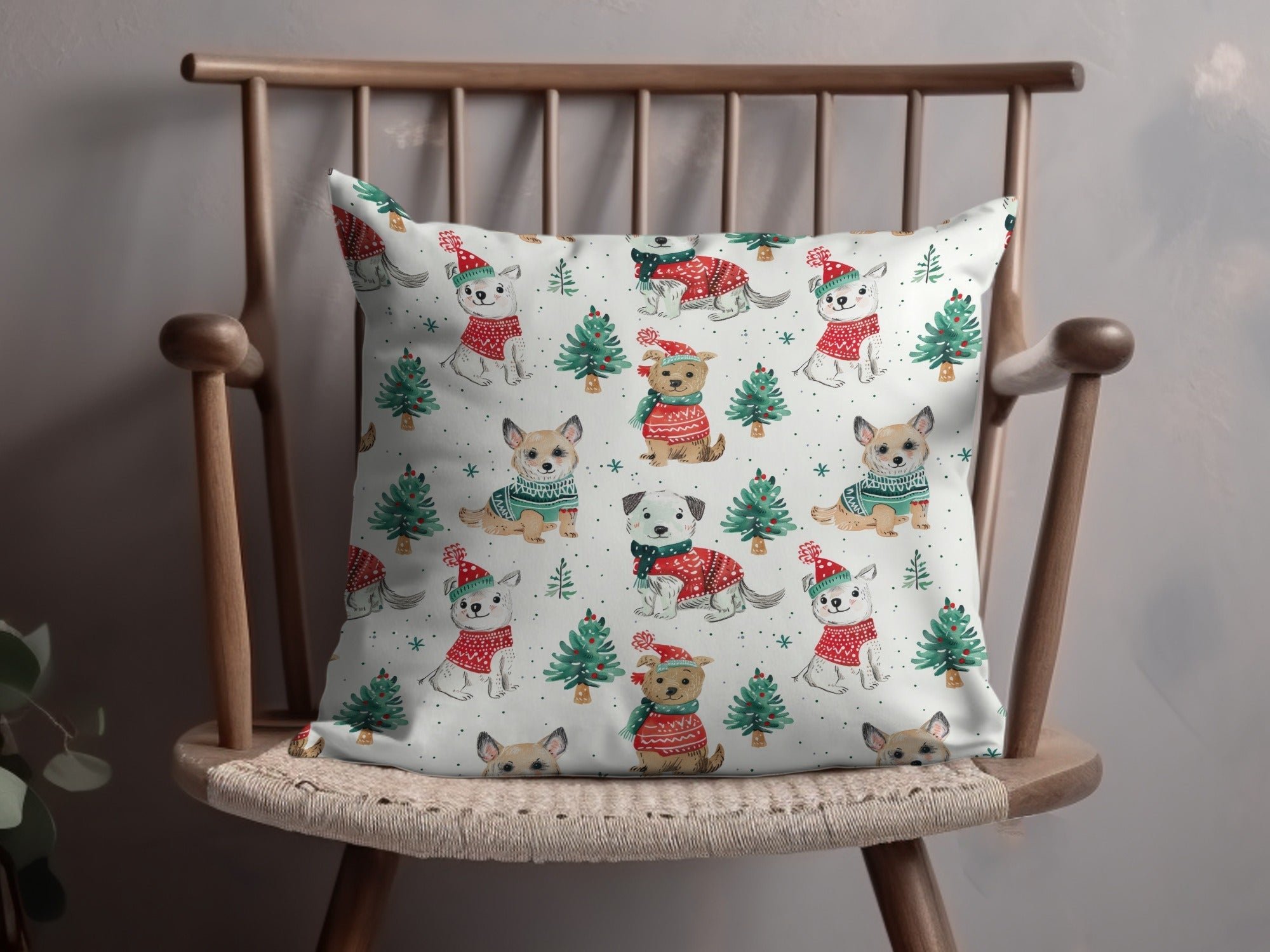 Dog with Christmas Trees Pattern Winter Christmas Digital - Moore and Mountain