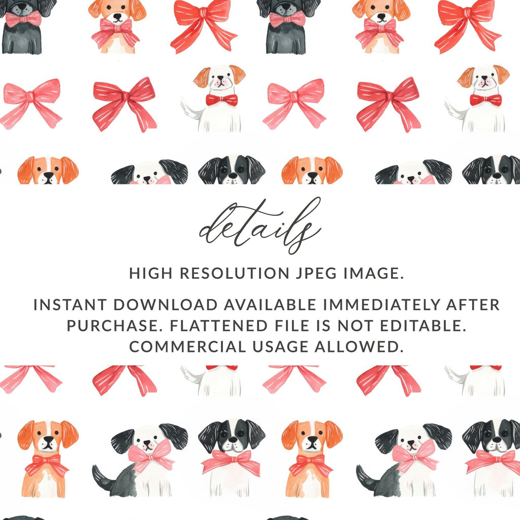 Dogs with Bows Pattern Adorable Puppies with Bow Ties Digital - Moore and Mountain
