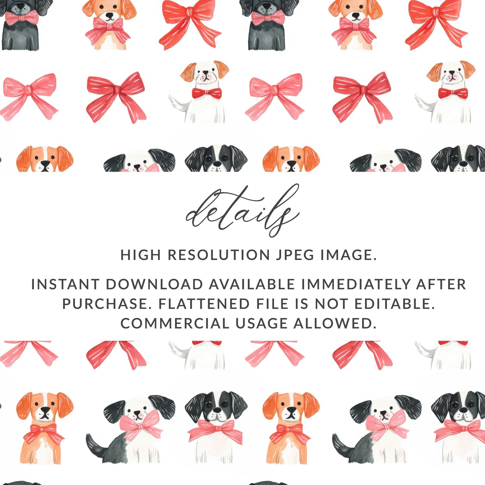 Dogs with Bows Pattern Adorable Puppies with Bow Ties Digital - Moore and Mountain