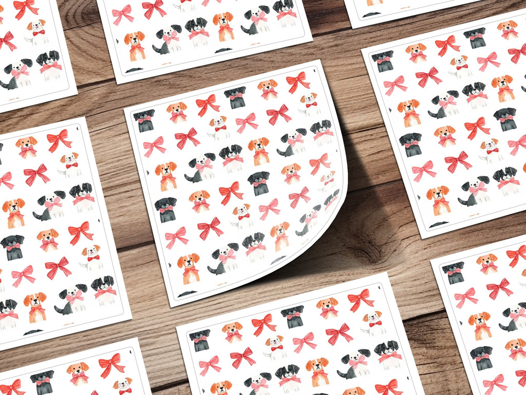 Dogs with Bows Pattern Adorable Puppies with Bow Ties Digital - Moore and Mountain