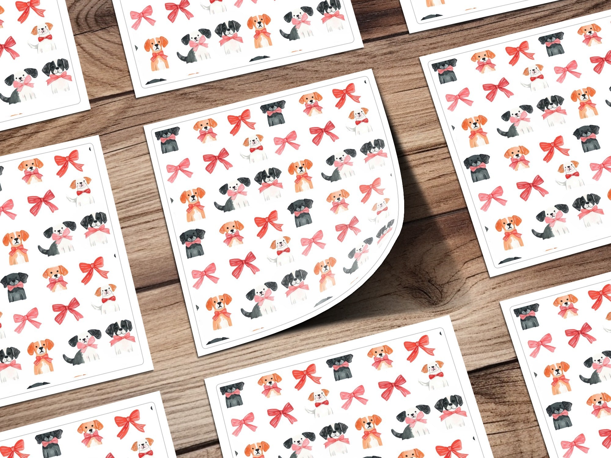 Dogs with Bows Pattern Adorable Puppies with Bow Ties Digital - Moore and Mountain
