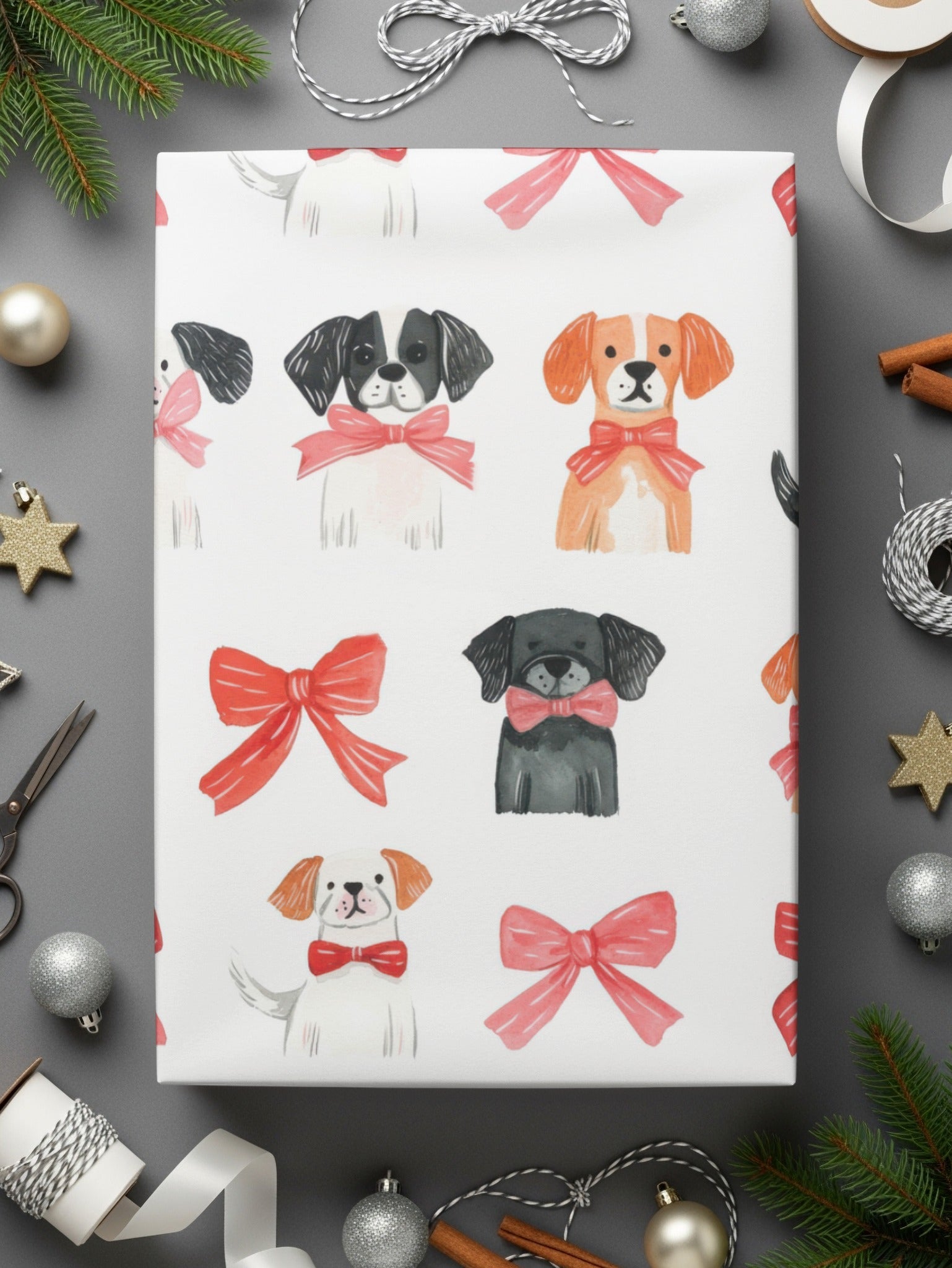 Dogs with Bows Pattern Adorable Puppies with Bow Ties Digital - Moore and Mountain