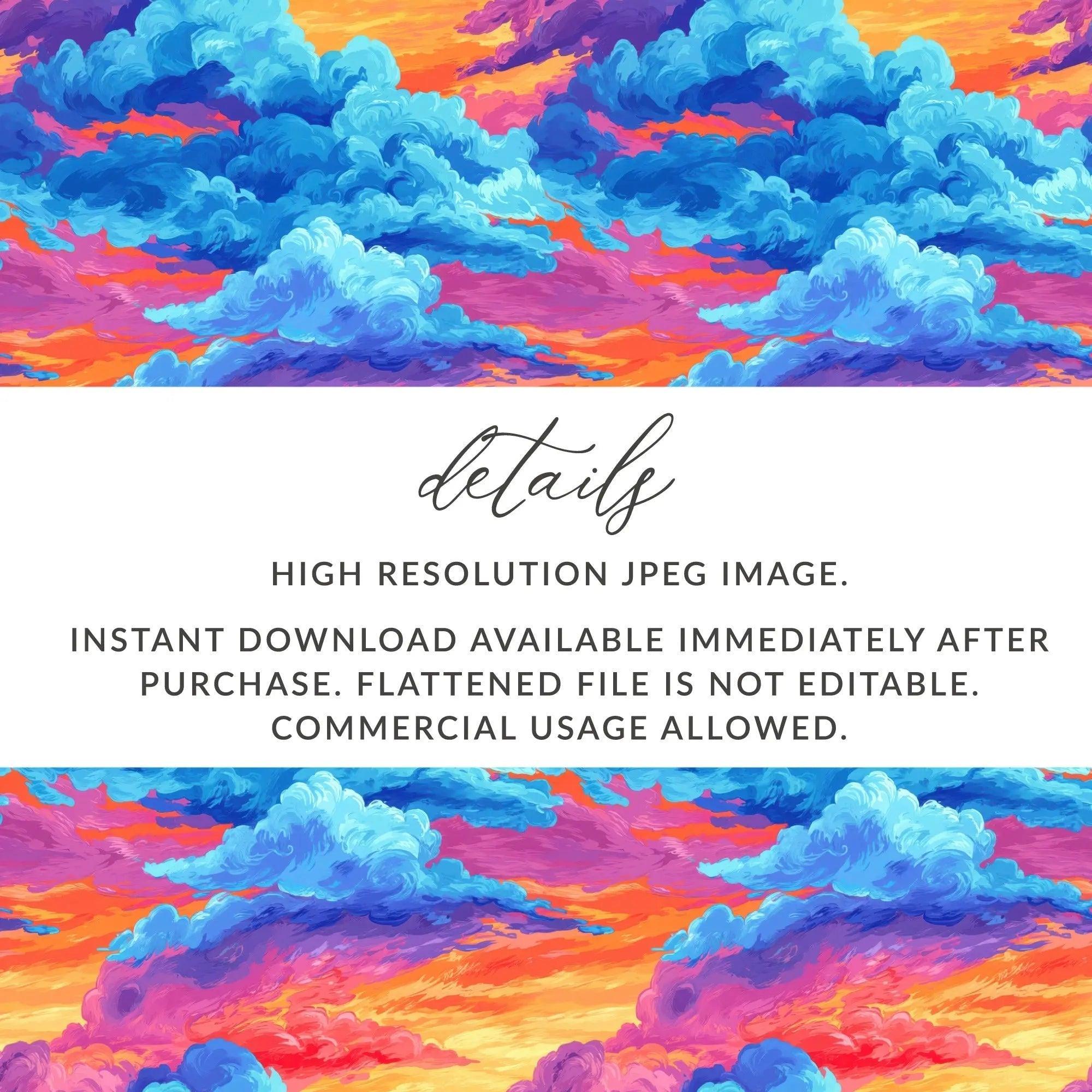 Dreamy Sky Digital Download, Abstract Clouds JPEG, Seamless Cloudscape Image, Fantasy Sky Texture, Colorful Sky Art Print, Clouds Digital - Moore and Mountain