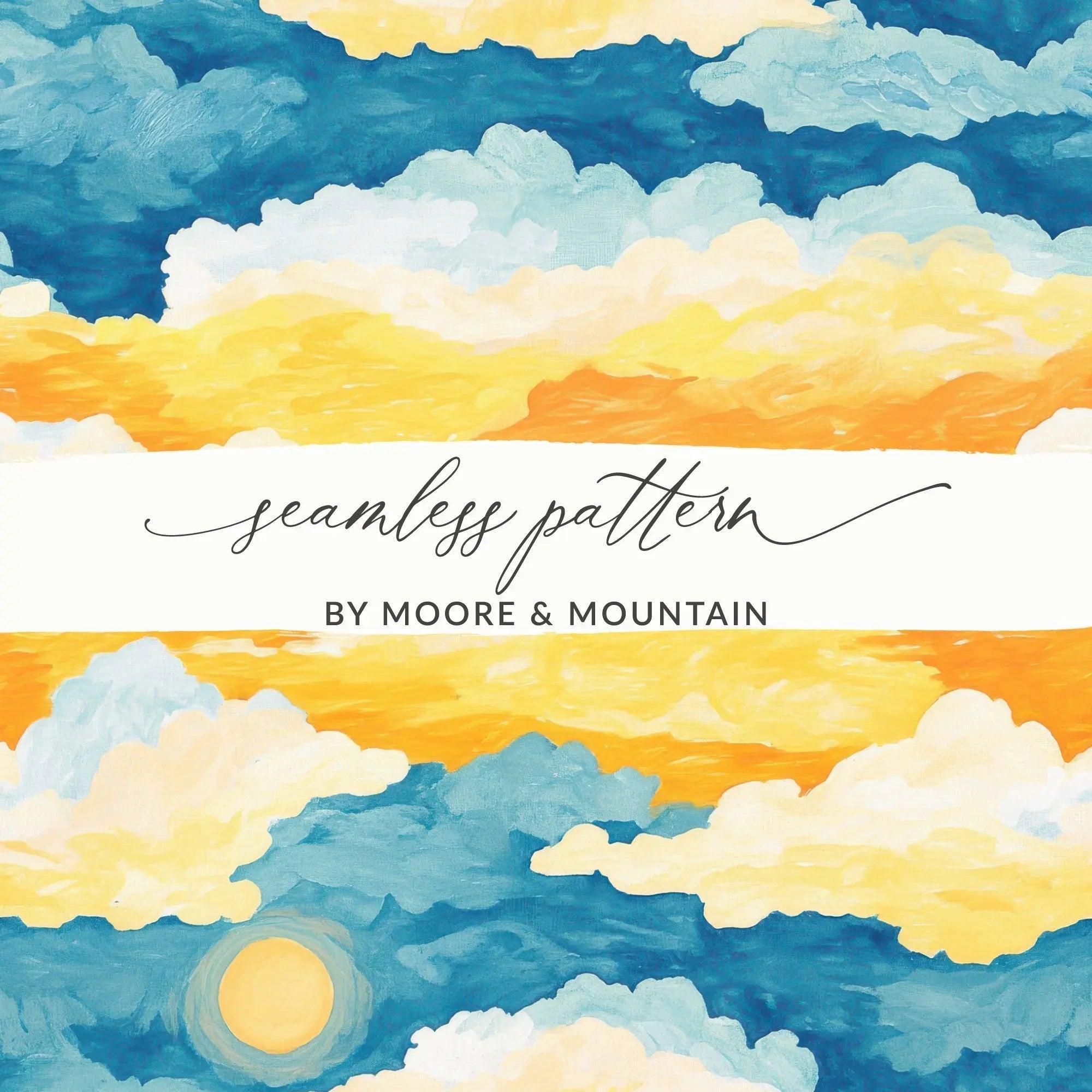 Dreamy Sky Digital Paper, Sunset Clouds Pattern, Seamless Digital Paper, Sky Background, Abstract Digital Paper, JPEG Digital File - Moore and Mountain
