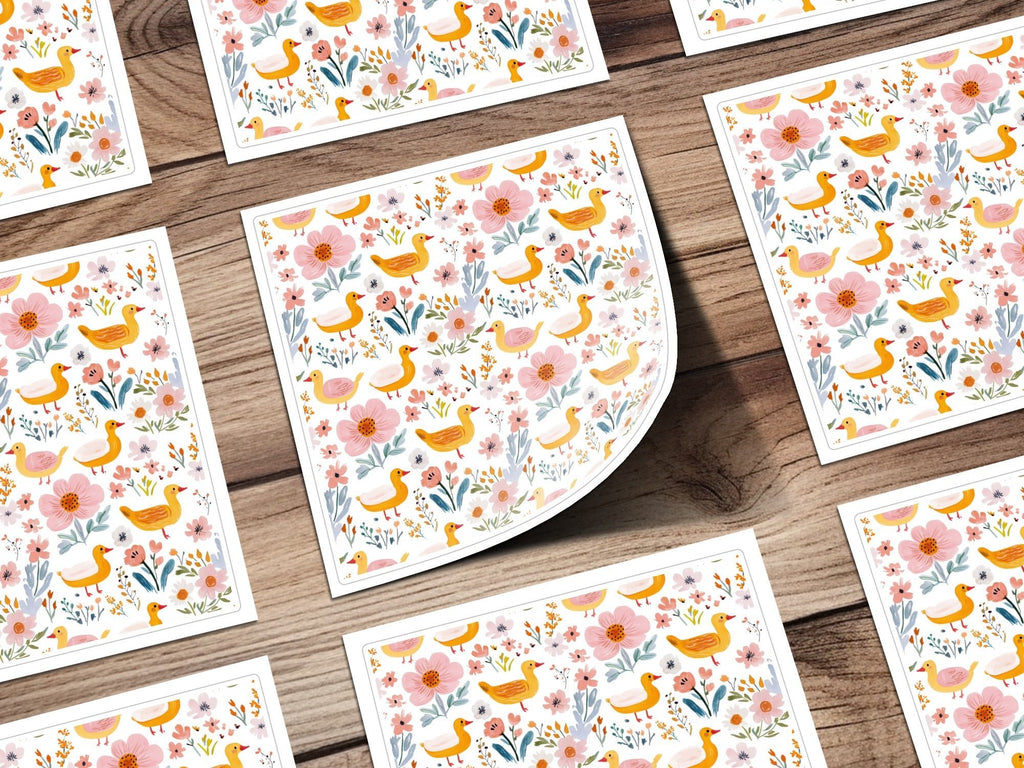 Duck Floral Seamless Pattern, Digital Download, Cute Ducklings, Flower Background, Kids Design, Fabric Design, Digital Paper - Moore and Mountain