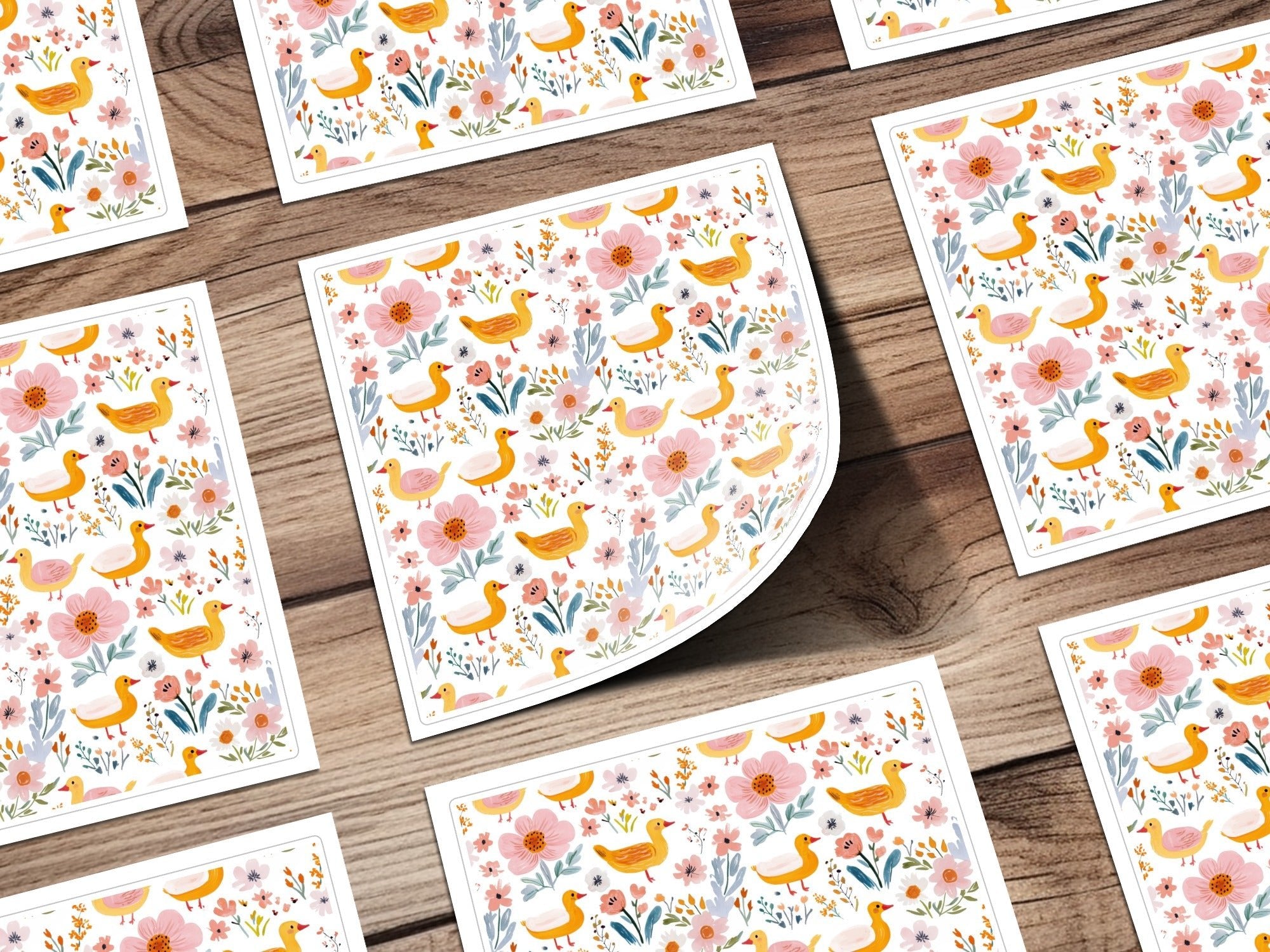 Duck Floral Seamless Pattern, Digital Download, Cute Ducklings, Flower Background, Kids Design, Fabric Design, Digital Paper - Moore and Mountain