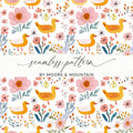 Duck Floral Seamless Pattern, Digital Download, Cute Ducklings, Flower Background, Kids Design, Fabric Design, Digital Paper - Moore and Mountain