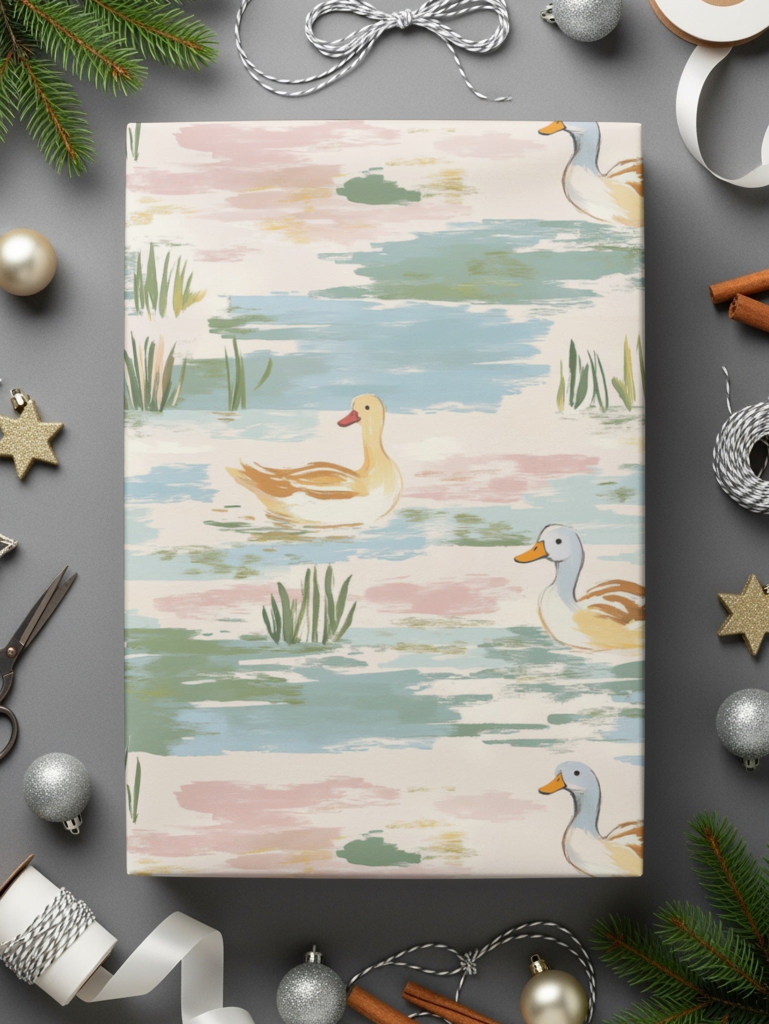 Duck Pond Digital Paper, Seamless Duck Pattern, Watercolor Style Print, Pond Life Design, Fabric Design, Nursery Art, Digital Download - Moore and Mountain