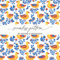 Duck Seamless Pattern Digital, Floral Repeat Pattern, Farm Animal Design, Kids Room Decor, Fabric Design, Scrapbooking Paper - Moore and Mountain
