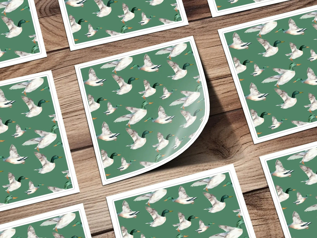 Duck Seamless Pattern Digital, Watercolor Ducklings, Green Background, Digital Paper Pack, Fabric Design, Backgrounds, Print - Moore and Mountain