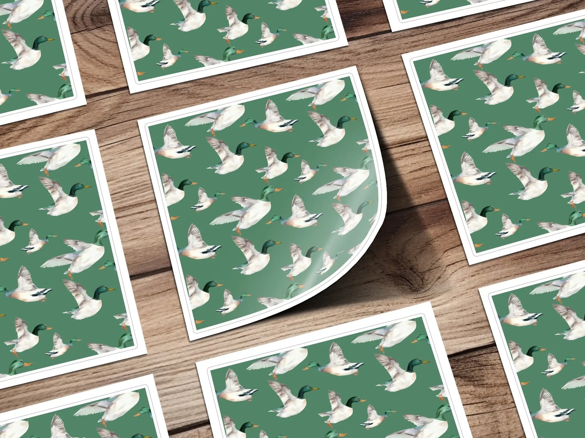 Duck Seamless Pattern Digital, Watercolor Ducklings, Green Background, Digital Paper Pack, Fabric Design, Backgrounds, Print - Moore and Mountain