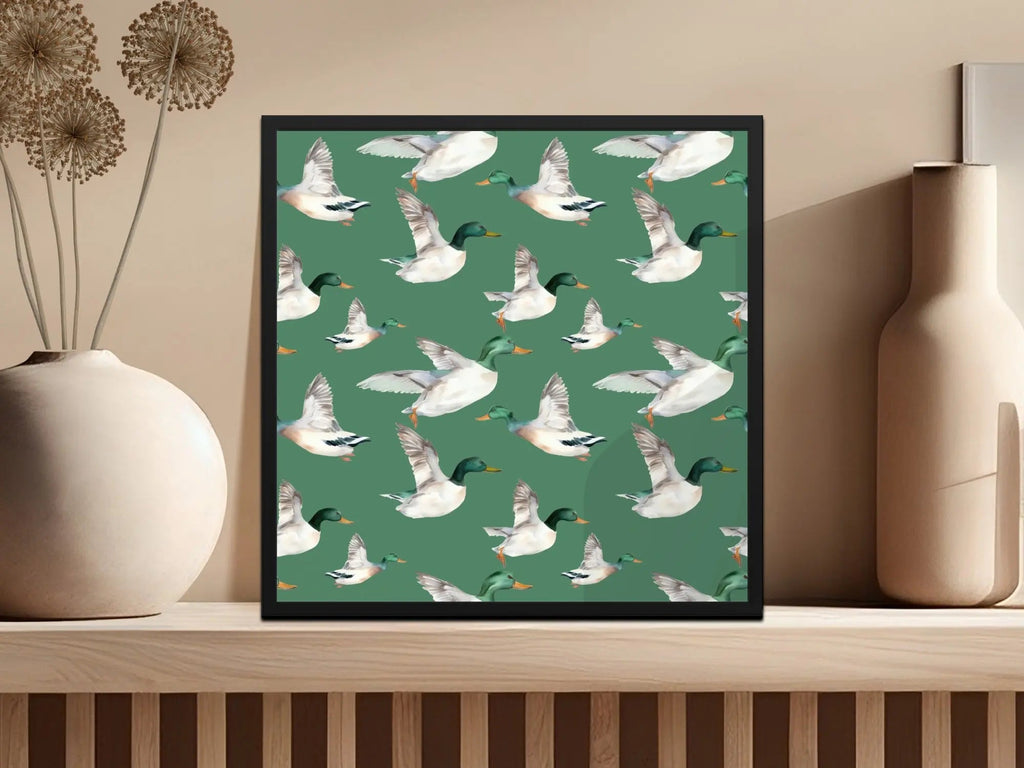 Duck Seamless Pattern Digital, Watercolor Ducklings, Green Background, Digital Paper Pack, Fabric Design, Backgrounds, Print - Moore and Mountain