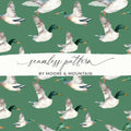 Duck Seamless Pattern Digital, Watercolor Ducklings, Green Background, Digital Paper Pack, Fabric Design, Backgrounds, Print - Moore and Mountain