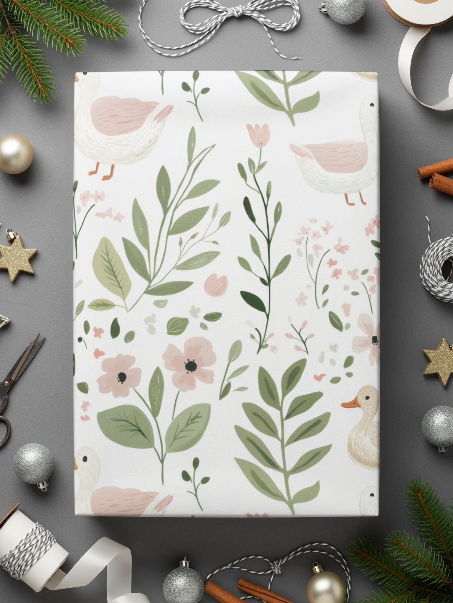 Duck and Floral Themed Decorative Paper Product