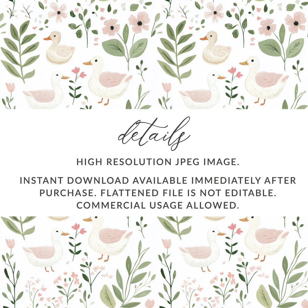 Adorable Duck and Floral Pattern High Resolution Image
